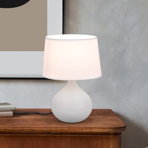 Keramik bordslampa vit, Yesha, med brytare