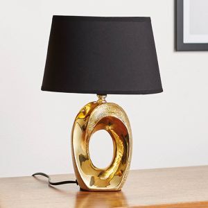 Keramik bordslampa guld, Moldrup, med brytare