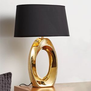 Keramik bordslampa guld, Moldrup, med brytare