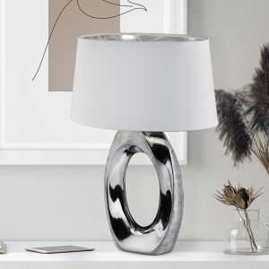 Keramik bordslampa silver, Moldrup, med brytare