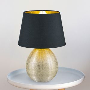 Keramik bordslampa guld, Yet, med brytare
