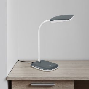 Grå skrivbordslampa modern, Charlot, 3,5W, 3000K LED, med brytare