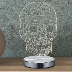 Krom bordslampa design, Berjan, 7W, varm till kall vit justerbar LED, med brytare
