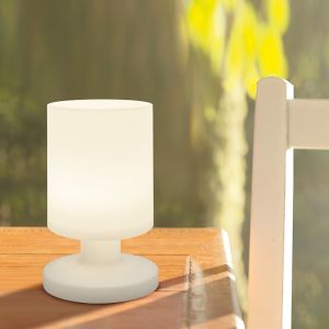 Vit bordslampa utomhus plast, Wiesje, 1,5W, 3000K LED, IP44, med brytare