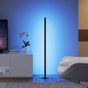 Svart golvlampa modern, Giliam, 11W, RGB LED, met fjärrkontroll