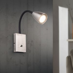 Nickel vägglampa modern, Joanne, med brytare