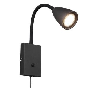 Svart vägglampa modern, Joanne, med brytare