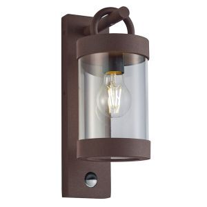 Rostfärgad utomhus vägglampa med rörelsesensor modern, Sambesi, IP44