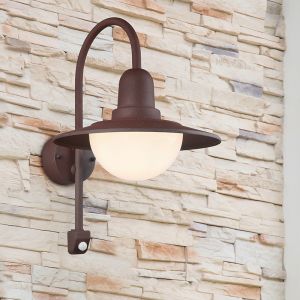 Rostfärgad utomhus vägglampa med rörelsesensor modern, Semmy, IP44