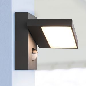 Antracit utomhus vägglampa med rörelsesensor modern, Tabita, 8W, 3000K LED, IP54