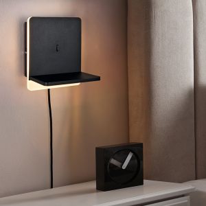 Svart vägglampa modern, Margje, 9W, 3000K LED, med brytare