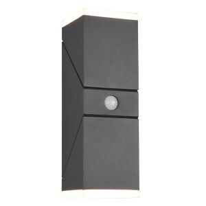 Antracit utomhus vägglampa med rörelsesensor modern, Liron, 7W, 3000K LED, IP54