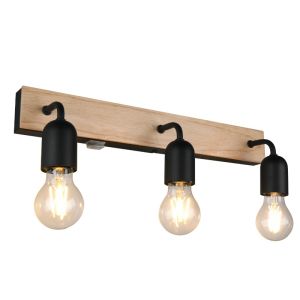 Svart badrumslampa vägg rustik, Ahsen, IP44, med brytare