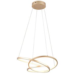 Guld pendellampa matbord design, Teodore, 34W, white switch LED, 3 stegs dimmer