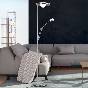 Nickel läslampa golv modern, Yazid, 32W, justerbar ljusfärg LED, med beröringsdimmer