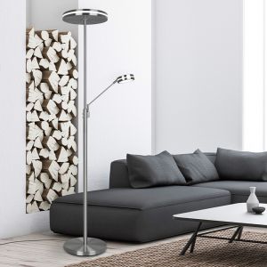 Nickel läslampa golv modern, Marjon, 35W, varm till kall vit justerbar LED, med beröringsdimmer