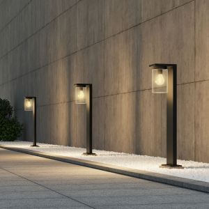 Svart golvlampa utomhus med skymningssensor modern, Yves, IP44