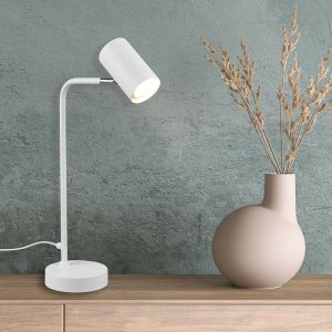 Vit bordslampa modern, Kaso, med brytare