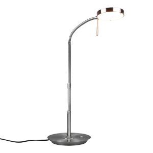 Nickel bordslampa modern, Bilge, 12W, justerbar ljusfärg LED, med brytare