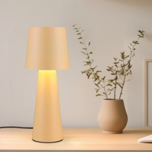 Beige bordslampa modern, Lillyam, med brytare