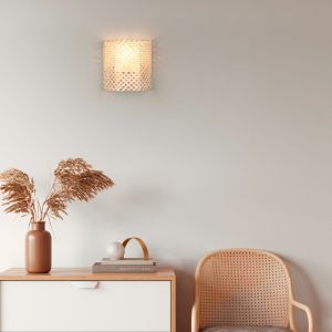 Bambu vägglampa brun, Joyameris, med brytare