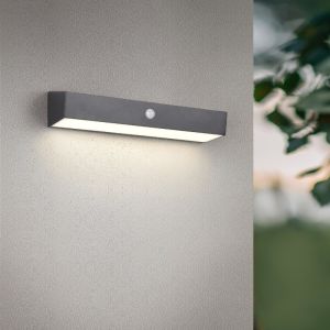 Svart utomhus vägglampa solcell modern, Ravindra, 6W, 4000K LED, IP44