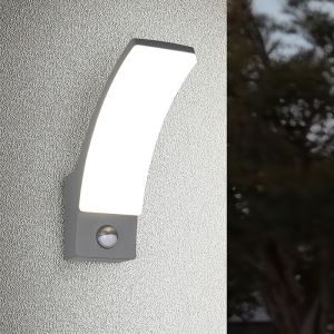 Antracit utomhus vägglampa med rörelsesensor modern, Popke, 12,5W, 4000K LED, IP44