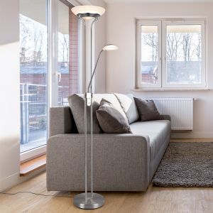 Nickel läslampa golv modern, Fredrika, 27W, 3000K LED, med beröringsdimmer