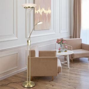 Mässing läslampa golv modern, Fredrika, 27W, 3000K LED, med beröringsdimmer