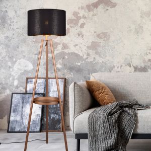 Brun golvlampa tre ben modern, Wendel, med brytare