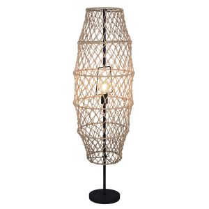 Brun golvlampa rustik, Liduina, med brytare