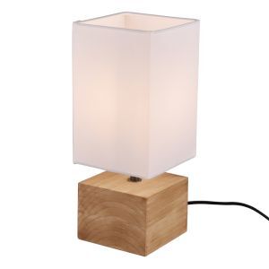 Trä bordslampa brun, Job, med brytare