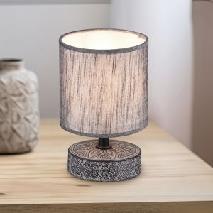 Keramik bordslampa grå, Lola, med brytare