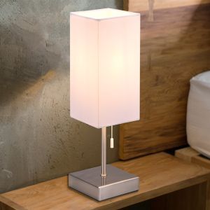 Nickel bordslampa modern, Selma, med dra i strömbrytaren