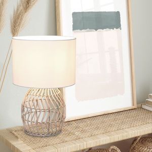 Rotting bordslampa vit, Symon, med brytare