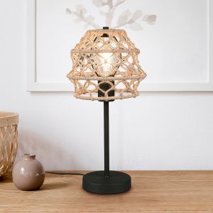 Brun bordslampa rustik, Liduina, med brytare