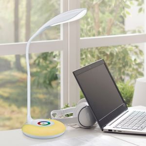 Vit skrivbordslampa modern, Zetan, 3W, RGBW LED, med beröringsdimmer