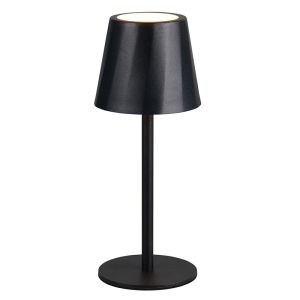 Svart uppladdningsbar bordslampa metall, Priya, 1,6W, varm till kall vit justerbar LED, 3 stegs dimmer