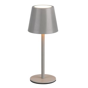 Grå uppladdningsbar bordslampa metall, Priya, 1,6W, varm till kall vit justerbar LED, 3 stegs dimmer