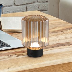 Svart uppladdningsbar bordslampa retro, Tamer, 2W, 3000K LED, med beröringsdimmer