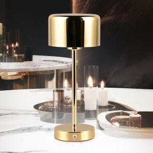 Mässing uppladdningsbar bordslampa modern, Dustin, 1W, 3000K LED, med beröringsdimmer