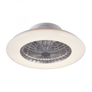 Grå takfläkt modern, Damyan, 30W, varm till kall vit justerbar LED, met fjärrkontroll