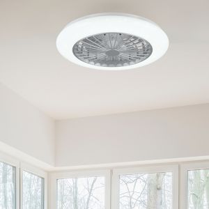 Grå takfläkt modern, Damyan, 30W, RGBW LED, met fjärrkontroll