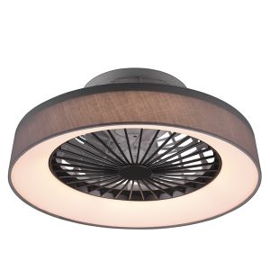 Grå takfläkt modern, Chante, 30W, varm till kall vit justerbar LED, met fjärrkontroll