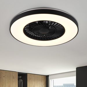 Svart takfläkt modern, Maurits, 40W, varm till kall vit justerbar LED, met fjärrkontroll