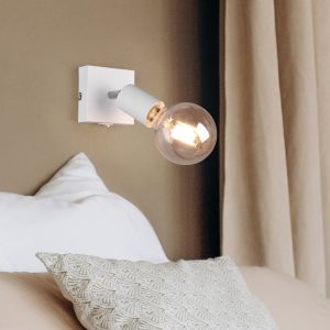 Vit väggspotlight modern, Odin, med brytare