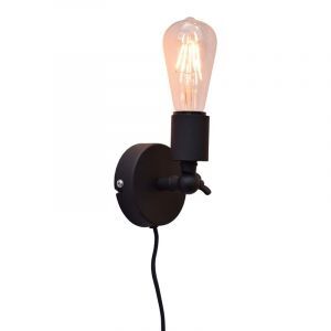 Industri vägglampa svart, Bolb, med brytare