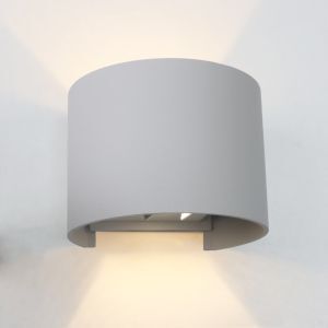 Modern up down vägglampa grå, Dion, 6W, 3000K LED, IP65