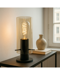 Design bordslampa bärnstensfärgad, Dilaram, med brytare