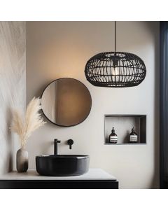 Rotting fönsterlampa badrum svart, Emilio, IP44